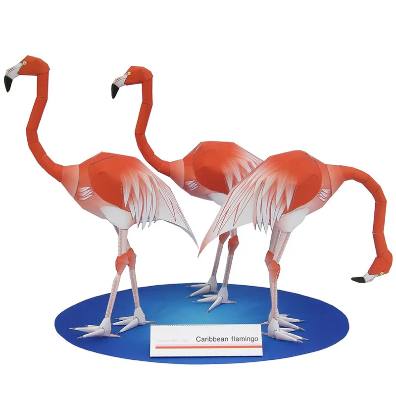 Art Craft Cardboard - Caribbean Flamingo พับสามนก Origami Art Mini