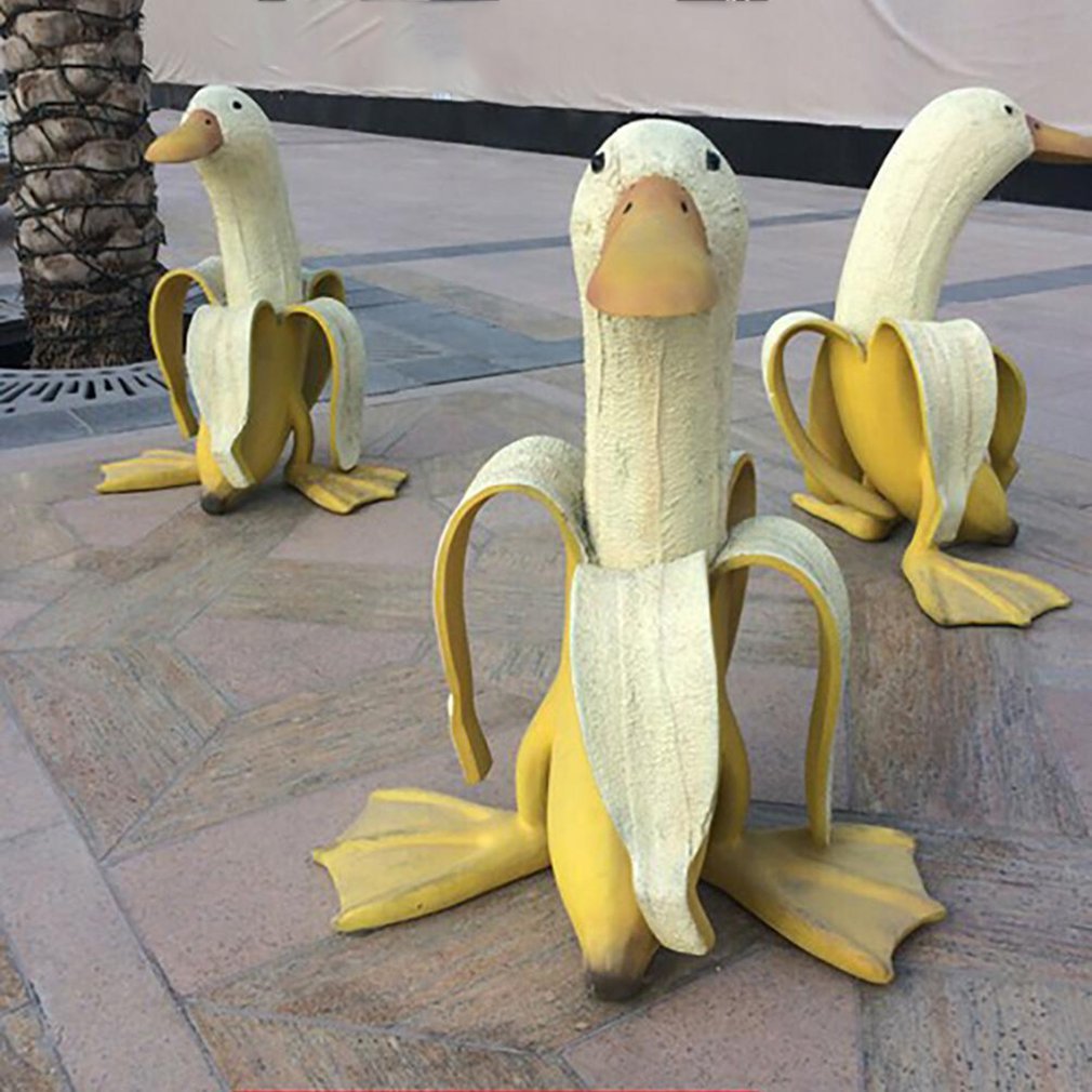 Art Craft Duck - เป็ดกล้วย Creative Garden Decor ประติมากรรม YARD