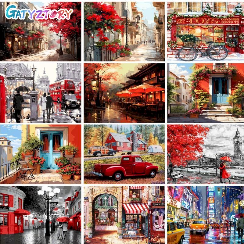 Art Craft Picture - GATYZTORY น้ํามันภาพวาดสําหรับผู้ใหญ่ Villa House วาดภาพสีตัวเลขสําหรับผู้ใหญ่ DIY