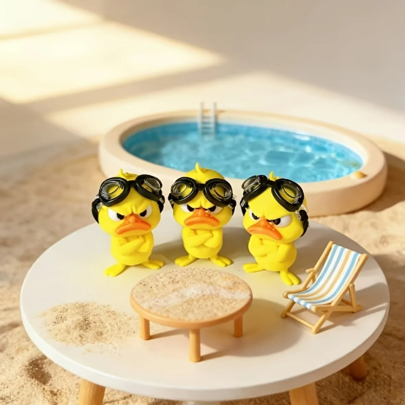 Art Craft Duck - ตุ๊กตาเป็ดโกรธ 1 ตัว พร้อมแว่นตาว่ายน้ำ ของตกแต่งโต๊ะน่ารัก ของประดับบ้าน