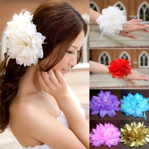 Art And Craft Hair - เจ้าสาวงานแต่งงานดอกไม้แถบคาดศีรษะผมสายรัดข้อมือCorsage Decorสายรัดข้อมือผมข้อมือCorsageเข็มกลัดเต้นรำSho