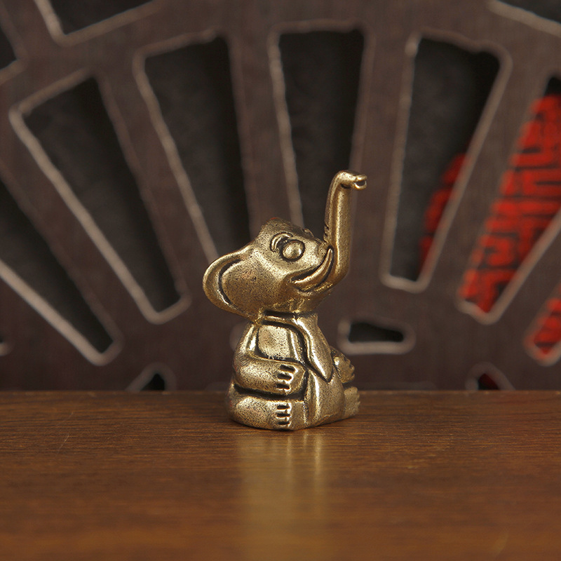 Art Craft Elephant - ชิ้นงานตกแต่งรูปช้างน่ารักทำจากทองเหลือง 1 ชิ้น สำหรับตกแต่งบ้านหรือโต๊ะทำงาน
