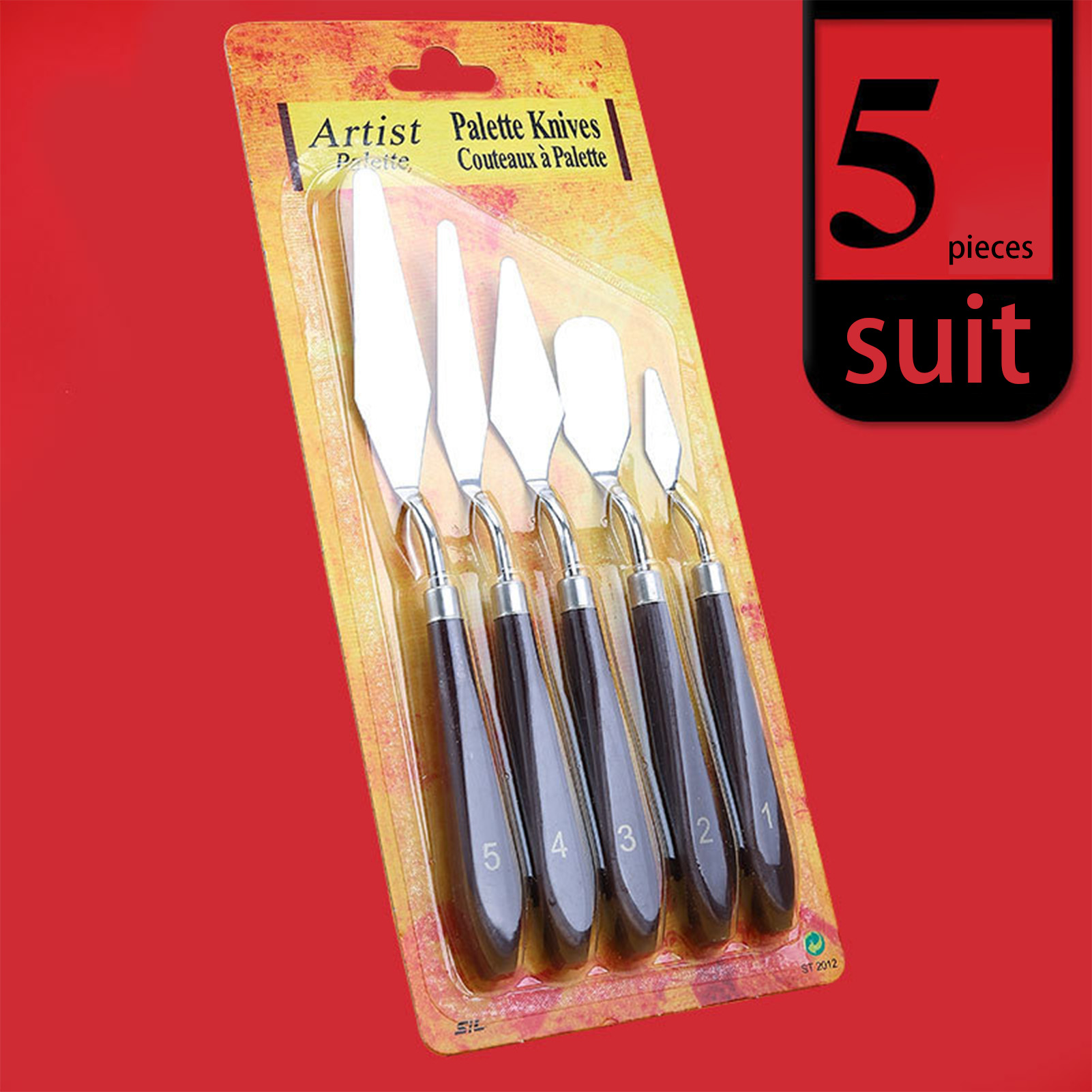Painting Knife Palette - 5pcs ภาพวาดสีน้ํามัน Scraper Scraper ไม้ Handle