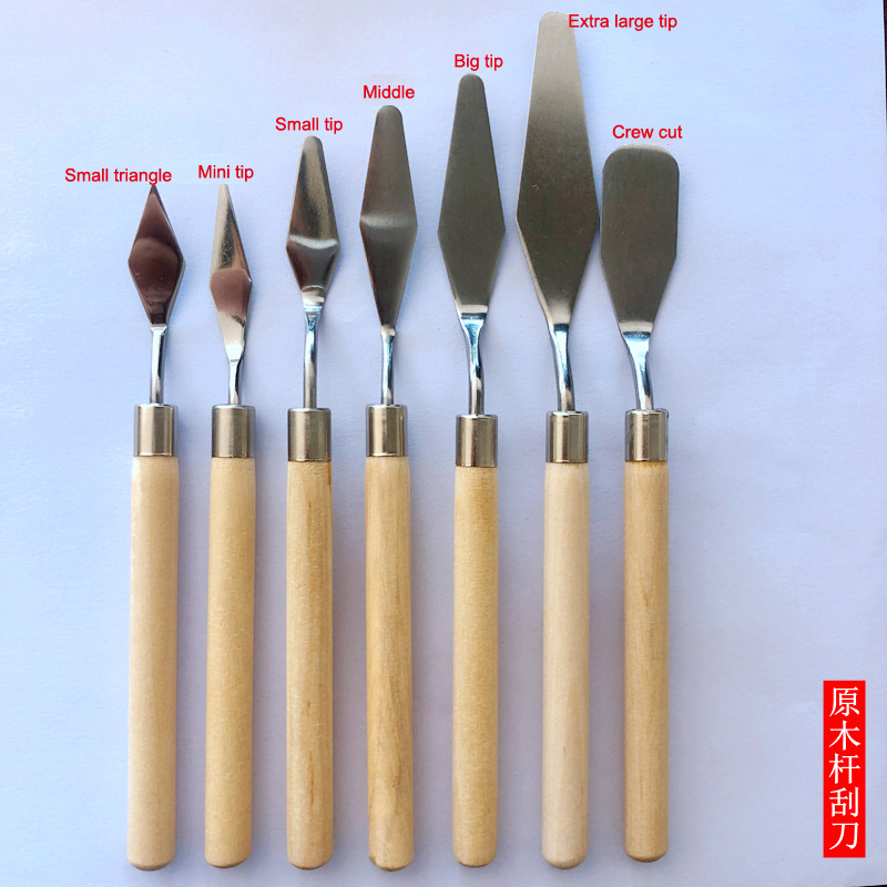 Painting Knife Palette - ★ ▲ ชุดมีดวาดภาพสีน้ำมันสแตนเลส 7 ชิ้น/ชุด มีดปาดสี