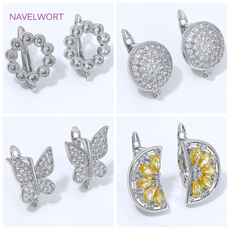 Art Craft Diy - ตะขอเกี่ยวต่างหูรูปพัดเคลือบทอง 18K รูปทรงดอกไม้, ตัวล็อคทองเหลืองแบบพื้นฐาน, ตะขอเกี่ยวต่างหู, วัสดุทำเครื่องประดับ