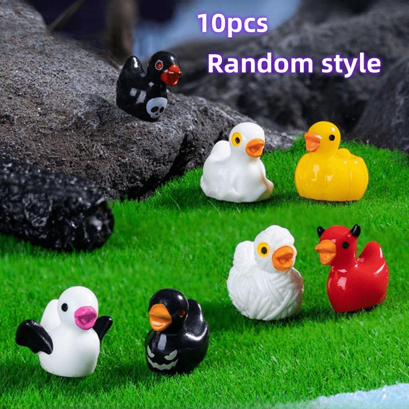 Art Craft Duck - รูปปั้นเป็ดจิ๋ว 10 ชิ้น - ของตกแต่งสวนรูปสัตว์ทำจากเรซิ่นสำหรับภูมิทัศน์ขนาดเล็ก, ของตกแต่งบอนไซธีมฮาโลวีน