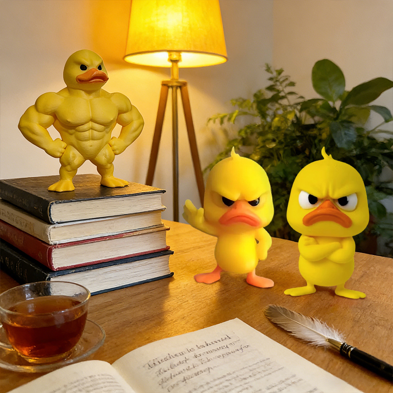 Art Craft Duck - รูปปั้นเป็ดเหลืองโกรธ 1/3 ชิ้น พร้อมท่าทางปฏิเสธ งานพิมพ์ 3