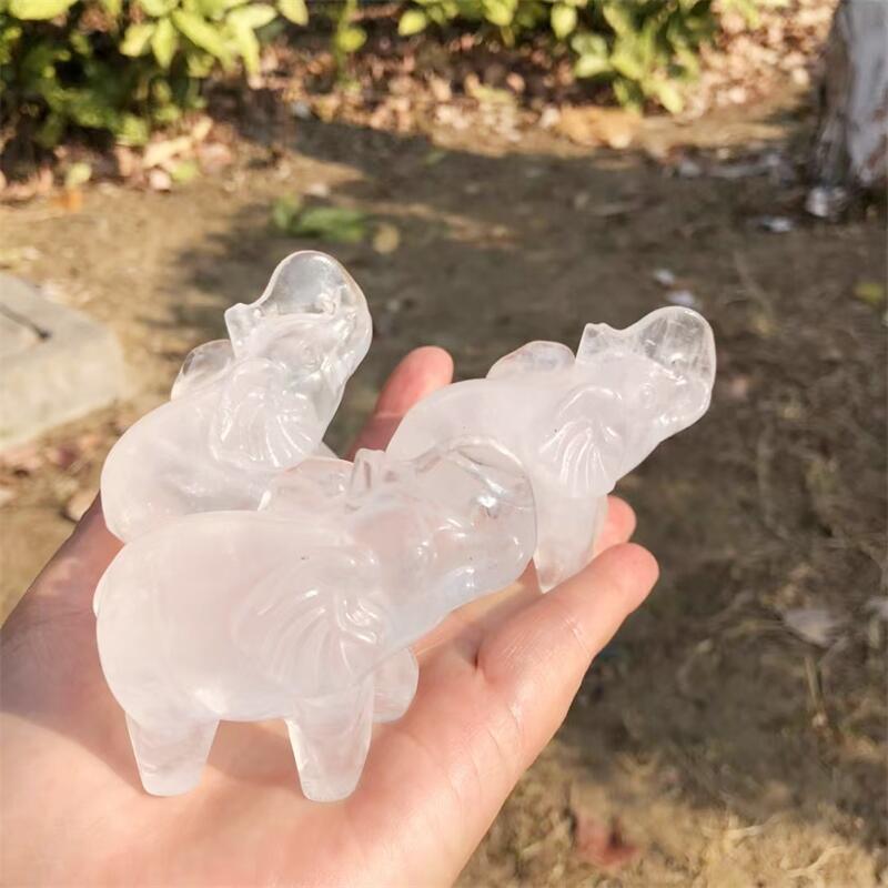 แกะสลักช้างจากหินควอตซ์ธรรมชาต - Art Craft Elephant บทวิจารณ์และราคา