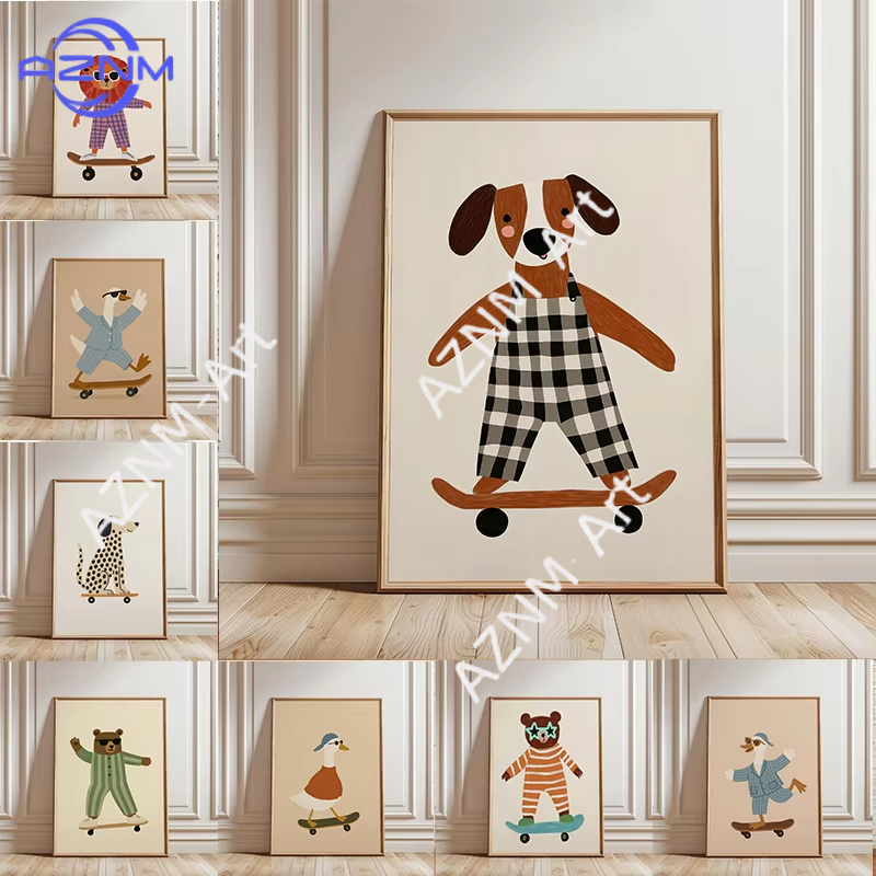 โปสเตอร์สัตว์ตลกเล่นสเก็ตบอร์ด - Art Craft Duck บทวิจารณ์และราคา